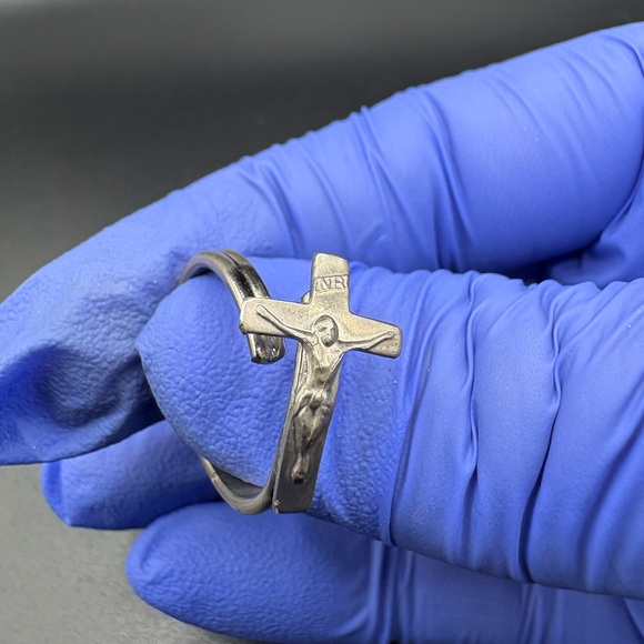 Other - Vintage Silver-Tone Adjustable Crucifix Ring ✝ Religious Catholic Christian